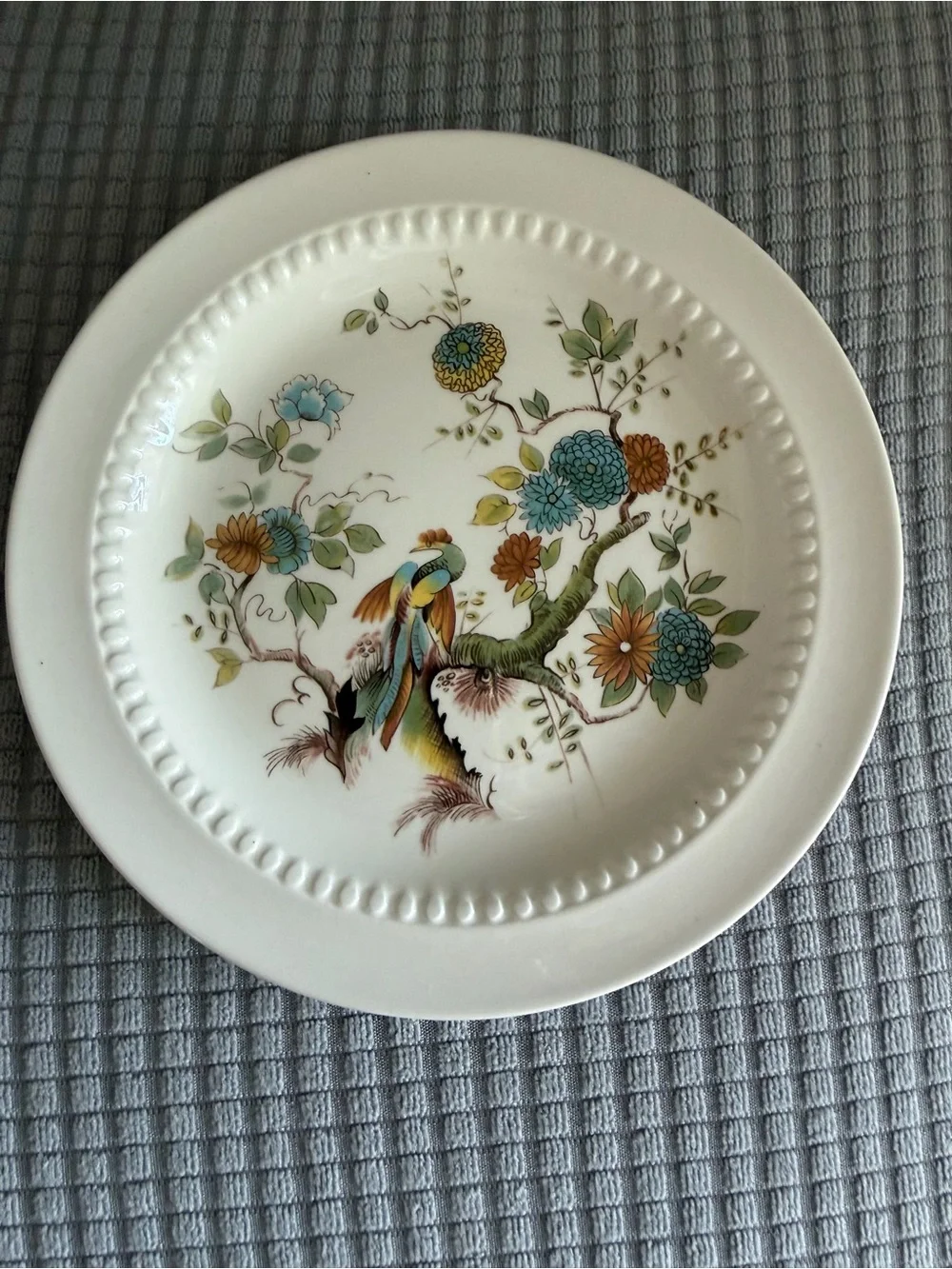 Decorative Floral Bird Ceramic Dinner Plate in Cream by Royal Cauldon Paradise